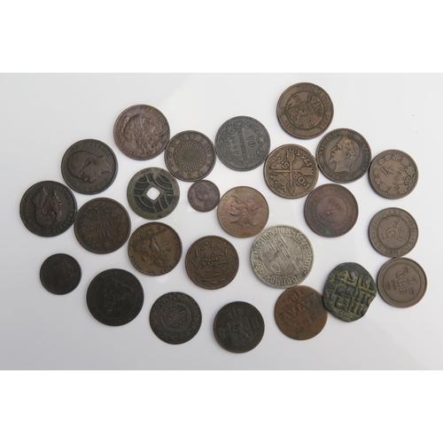 914 - Group of World coins including Danzig 1935 token, Scandinavian coins, Cyprus 1884 1/4 Piastre