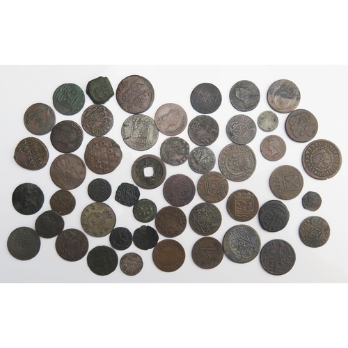 915 - Sheet of mainly 18th century European copper coins including Portugal, Netherlands, France etc.