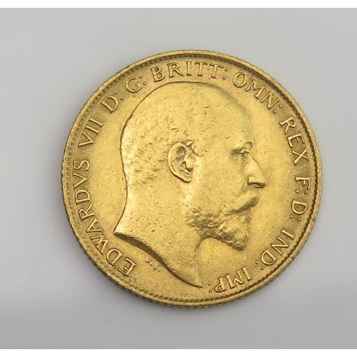 936 - An Edward VII 1909 Gold Half Sovereign, 3.99g