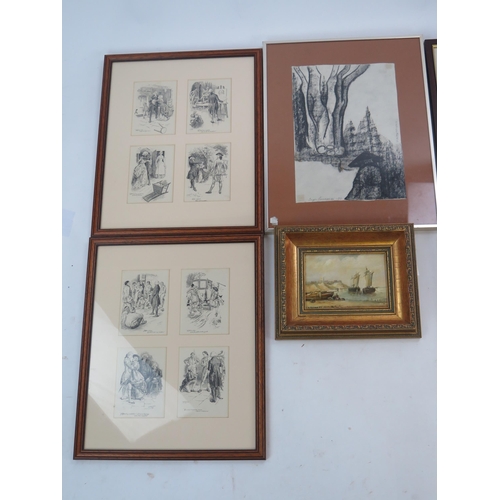 1134 - A Selection of Paintings and Prints including Victor Venner (27.5x17mm) and C.E. Brock, etc.