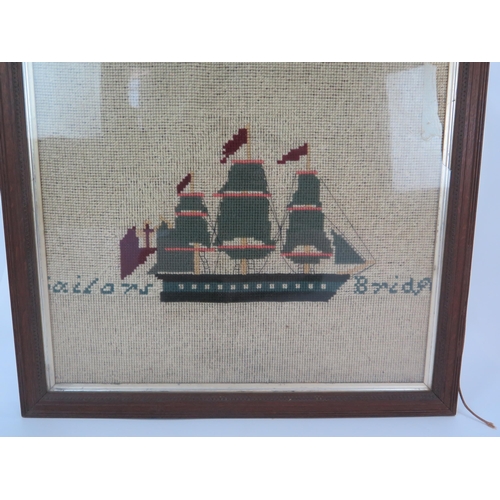 1558 - A sailors wool work picture of 