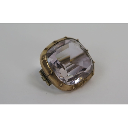 96 - A Georgian Amethyst Brooch in a precious yellow metal setting, 19.9x18.5mm, 5.85g