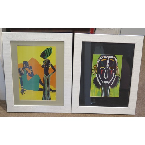 1133A - J Bavin, an African man and woman, gouache, signed J Bavin, 29 x 19cm, together with a companion dep... 