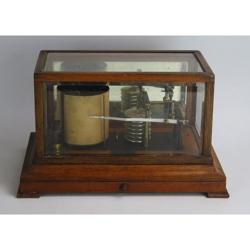 1266 - Yeates & Son, Dublin, an oak cased barograph, with seven tier vacuum and single recording arm, with ... 