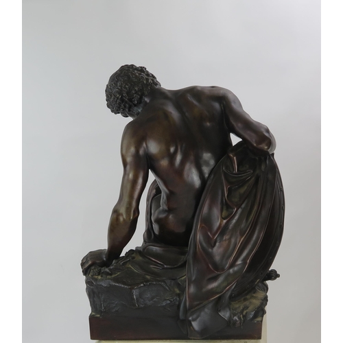 1545 - After Pierre Julien (1731 - 1804) a large bronze study, The Dying Gaul, the wounded figure collapsed... 