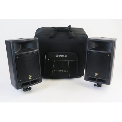 1074 - Yamaha Stagepas 300 Portable PA System Pair of Speakers, in fitted soft case