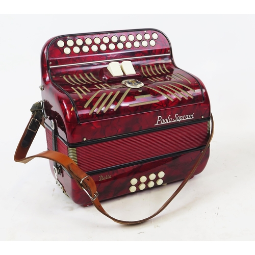 1079A - Paolo Soprani Italia Button Accordion in the keys of D and Eb (root is on the 4th button, 8 bass but... 