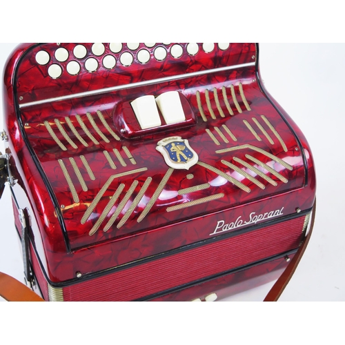 1079A - Paolo Soprani Italia Button Accordion in the keys of D and Eb (root is on the 4th button, 8 bass but... 