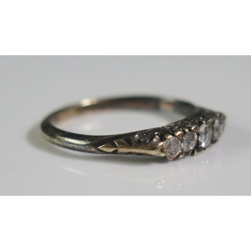 108 - An 18ct Gold and Old Cut Diamond Five Stone Ring, size M.25, 2.1g