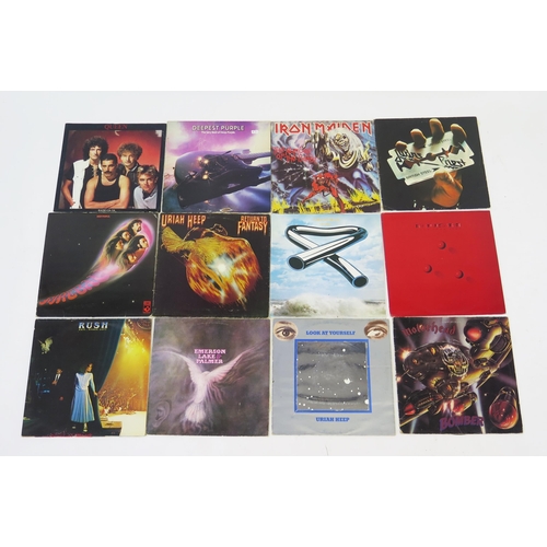 1092 - Selection of vinyl LP records artists includes Iron Maiden, Queen, Motor Head, Judas Priest, Rush, e... 