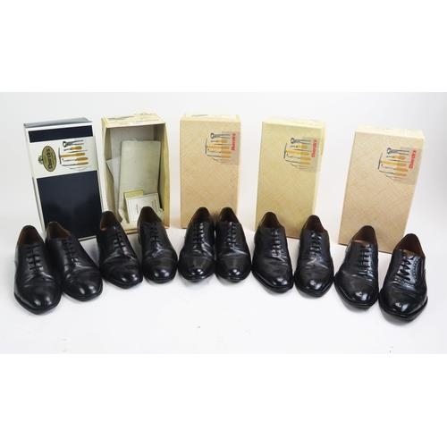 1097 - 5 Pairs of Church's Black Leather Shoes, all size 7.5 E including Diplomat, Bordeaux, Barcroft, Cons... 