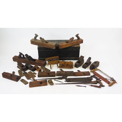 1098 - Collection of Wood Black Planes and Molding Planes