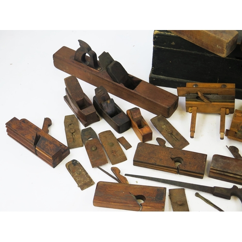 1098 - Collection of Wood Black Planes and Molding Planes