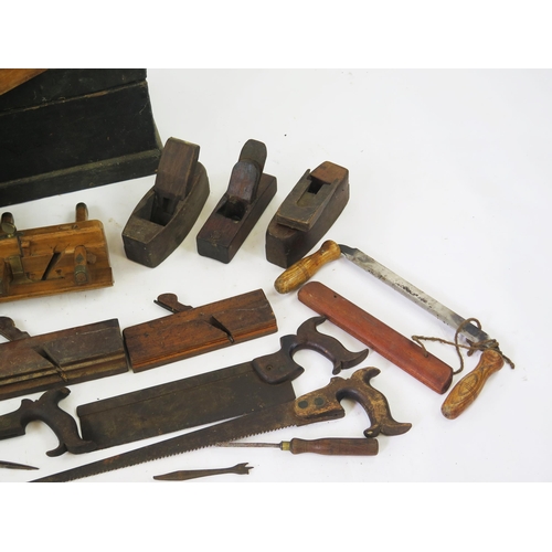 1098 - Collection of Wood Black Planes and Molding Planes