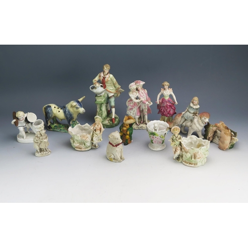 1114 - A mixed collection of German bisque porcelain figurines and novelty wares.