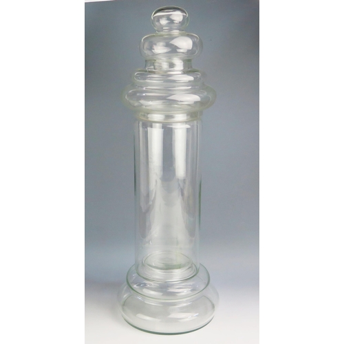 1156 - A Chemist's clear glass four-section apothecaries jar, overall height 74cm high.