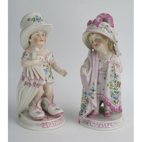 1162 - A Pair of 19th Century German Porcelain Figurines 'Mama' and 'Papa', 25cm