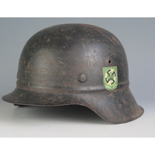 1199 - A World war II period Sauerland Volkssturm helmet, stamped hkp62, 2880 to the rim.