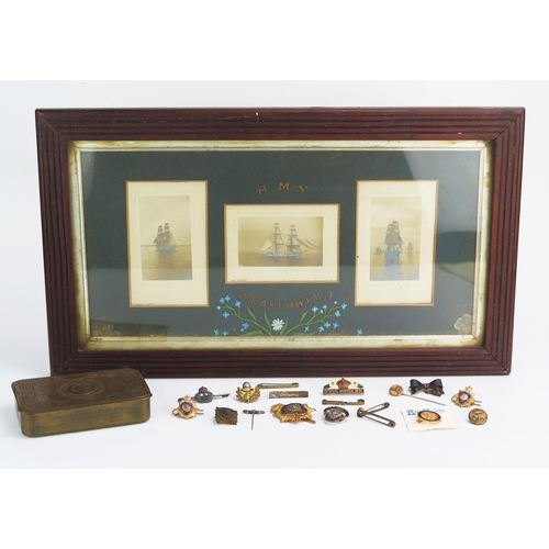 1206 - A Princess Mary Christmas box, containing assorted British Legion and other badges together with thr... 