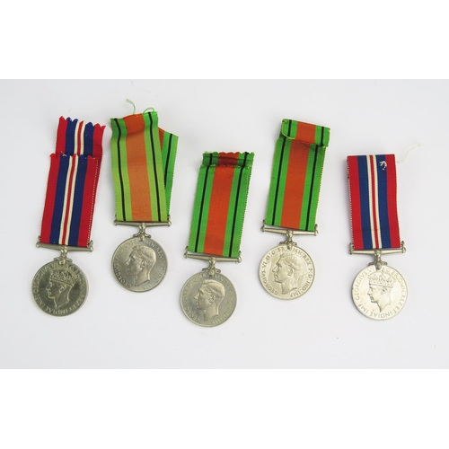 1217 - Three world war II Defence Medals and two Campaign Medals (5)