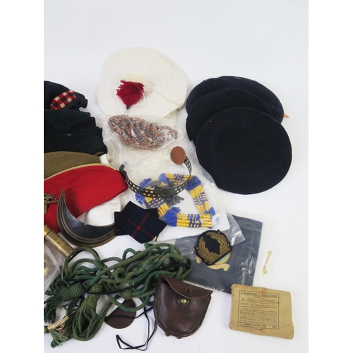 1226 - A collection of assorted forage caps, berets World war One R.A.M.C. silk, etc.