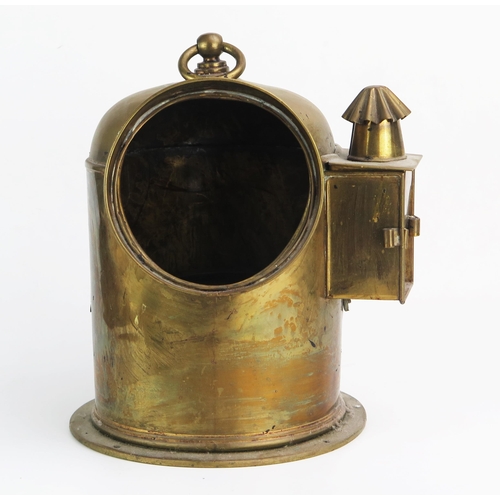 1229 - A brass ships binnacle, stamped Vapor Oceano,  with gimbal mounted compass and light holder to the s... 