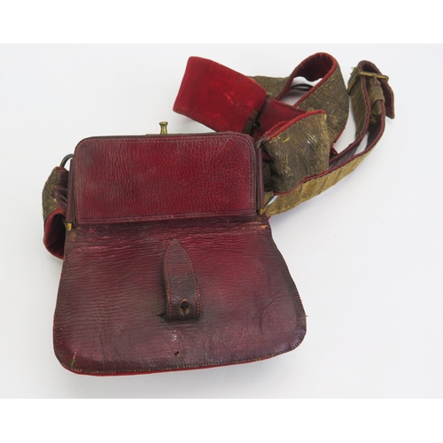 1236 - A Victorian hussars cross belt , pouch and hanger, with bullion work decoration