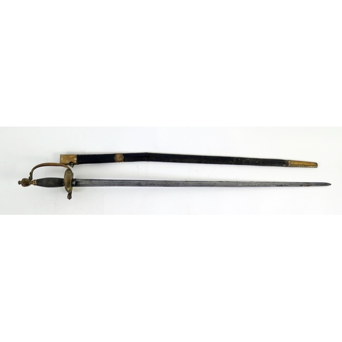 1242 - A 1796 pattern infantry officer's sword, with 81cm etched and fullered blade with GR cypher, hinged ... 