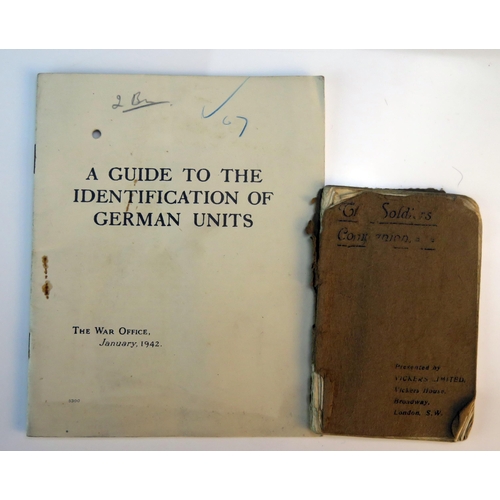 1244D - A War Office issue 'A Guide To The Identification Of German Units' together with a printed 'Soldiers... 