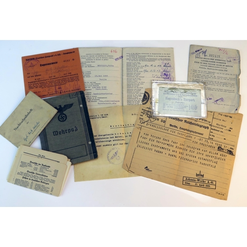 1244E - A collection of Third Reich period, printed ephemera, including  Joham Schmitt, who was discharged f... 