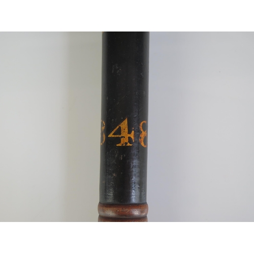 1245 - A Victorian polychrome wood truncheon, with Royal Cypher, initialed TM dated 1848, with ring turned ... 