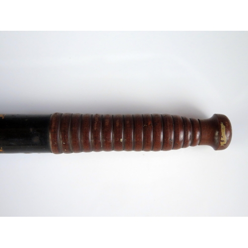 1245 - A Victorian polychrome wood truncheon, with Royal Cypher, initialed TM dated 1848, with ring turned ... 