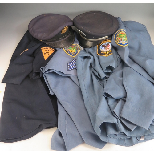 1245F - Three American Orange Town police officer's shirts, one Haverstraw Town police officer's shirt, and ... 