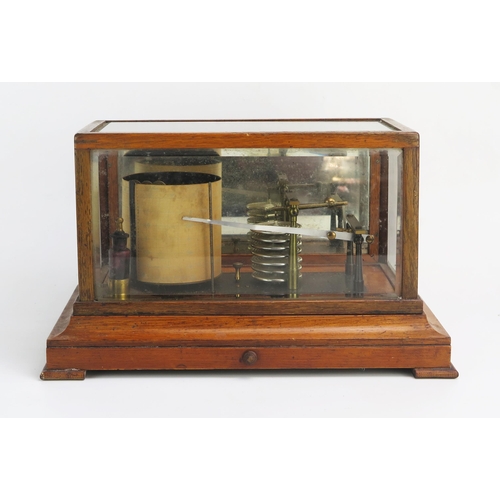 1266 - Yeates & Son, Dublin, an oak cased barograph, with seven tier vacuum and single recording arm, with ... 