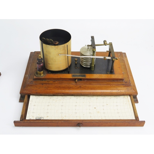 1266 - Yeates & Son, Dublin, an oak cased barograph, with seven tier vacuum and single recording arm, with ... 