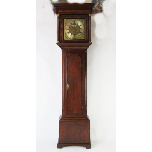 1271 - Adam Costen, Kirkham, an oak and crossbanded longcase clock, the hood with moulded cornice and turne... 