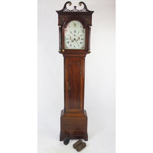 1273 - Pearfon, Berwick, a 19th century oak longcase clock, the hood with broken swan neck pediment and flu... 