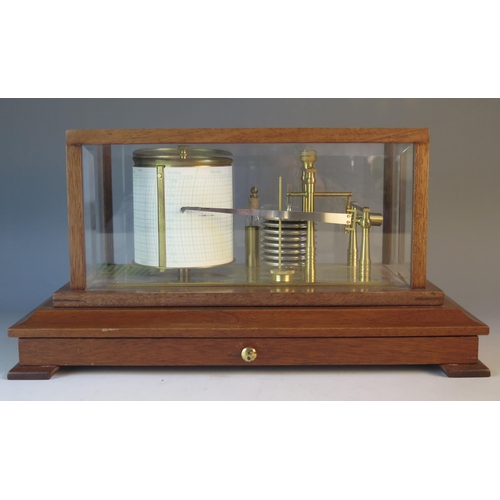 1280 - Russell, Norwich, a lacquered brass barograph, with eight tier vacuum, and single recording arm, and... 