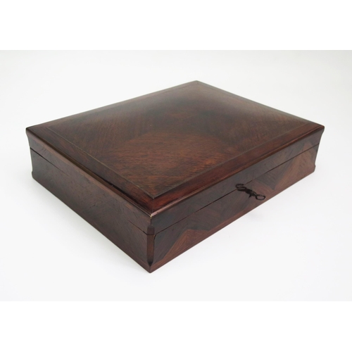 1304 - A late 19th century French kingwood and brass strung box of rectangular outline, with quarter veneer... 