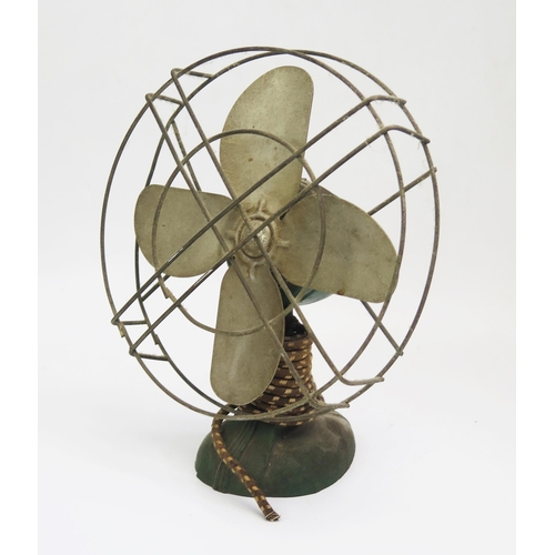 1336 - A 1950's Ergo electric fan, with alloy blades and green painted base. (sold as a collector's item on... 