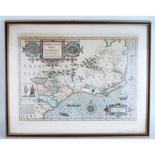 1354 - A reproduction map of The American Southeast in 1606, F & G, 44 x 56cm