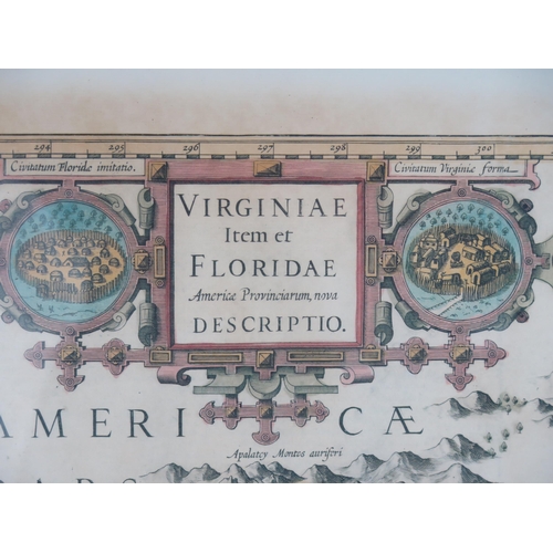 1354 - A reproduction map of The American Southeast in 1606, F & G, 44 x 56cm