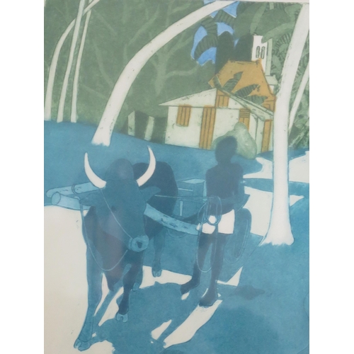 1413 - John Brunsdon ARCA (1933 - 2014) British artist, 'Boy and Ox' limited edition etching and aquatint p... 