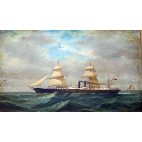 1490 - Of Australian Interest _ RMS Orizaba ship's portrait and another of a steam clipper, oil on canvas, ... 