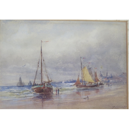 1495 - W.H. Gibbs, a pair of maritime watercolours, 16x9cm, f&g and one other signed J Cotley?