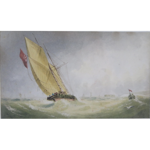 1495 - W.H. Gibbs, a pair of maritime watercolours, 16x9cm, f&g and one other signed J Cotley?