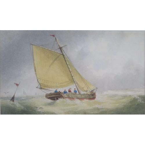 1495 - W.H. Gibbs, a pair of maritime watercolours, 16x9cm, f&g and one other signed J Cotley?