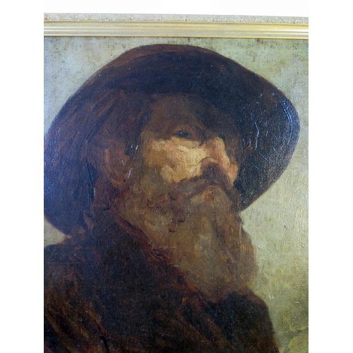 1499 - A 19th Century Portrait of a Gentleman with hat, oil on canvas, 60x50cm