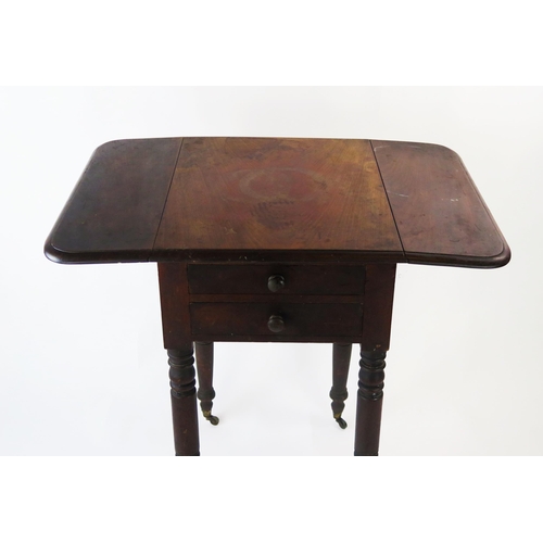 1508 - A Victorian mahogany Pembroke table, the top with two hinged leaves, having to end frieze drawers, r... 