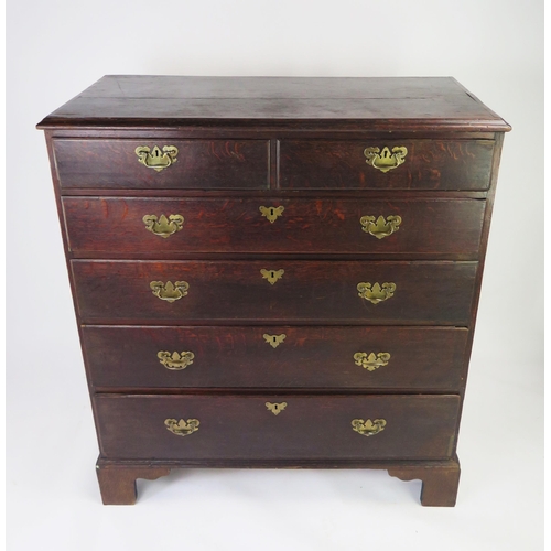 1516 - A Georgian Oak Chest of Four Long and Two Short Drawers, 111(w)x55(d)x124(h)cm